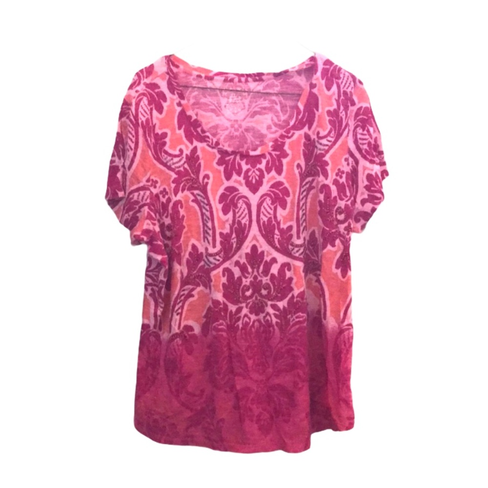 Pink and Orange Top with Beaded Embellishments